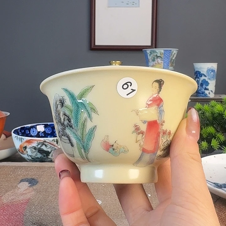 摆件景德柴烧茶杯多人