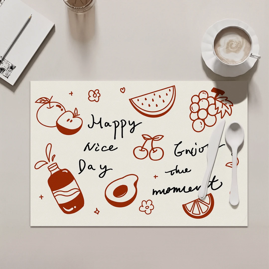 餐垫防水防油污桌垫法式简约风餐桌垫布皮革西餐垫可擦免洗餐盘垫