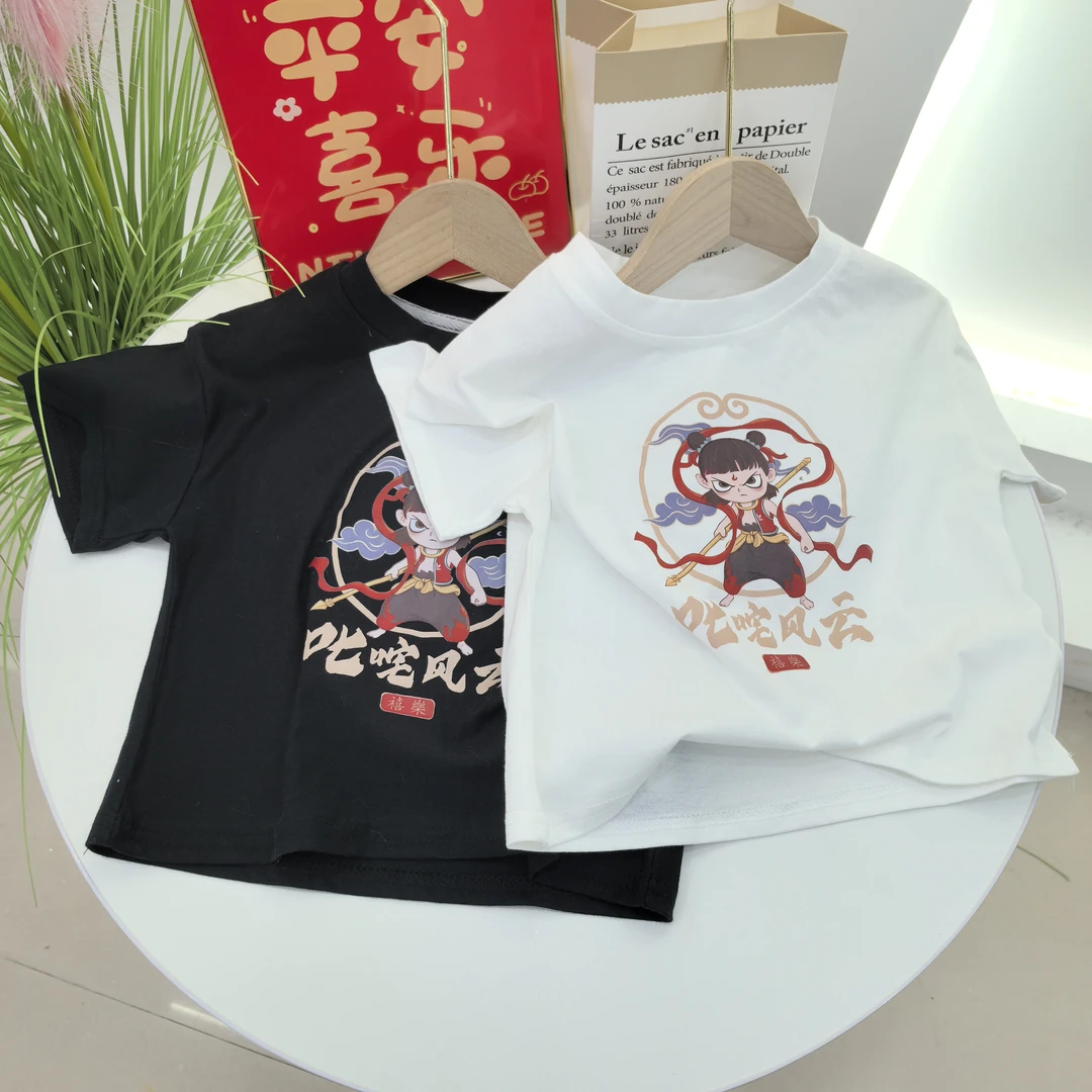 纯棉哪吒2025男女童短袖T恤夏季新款儿童卡通半袖上衣时尚潮流