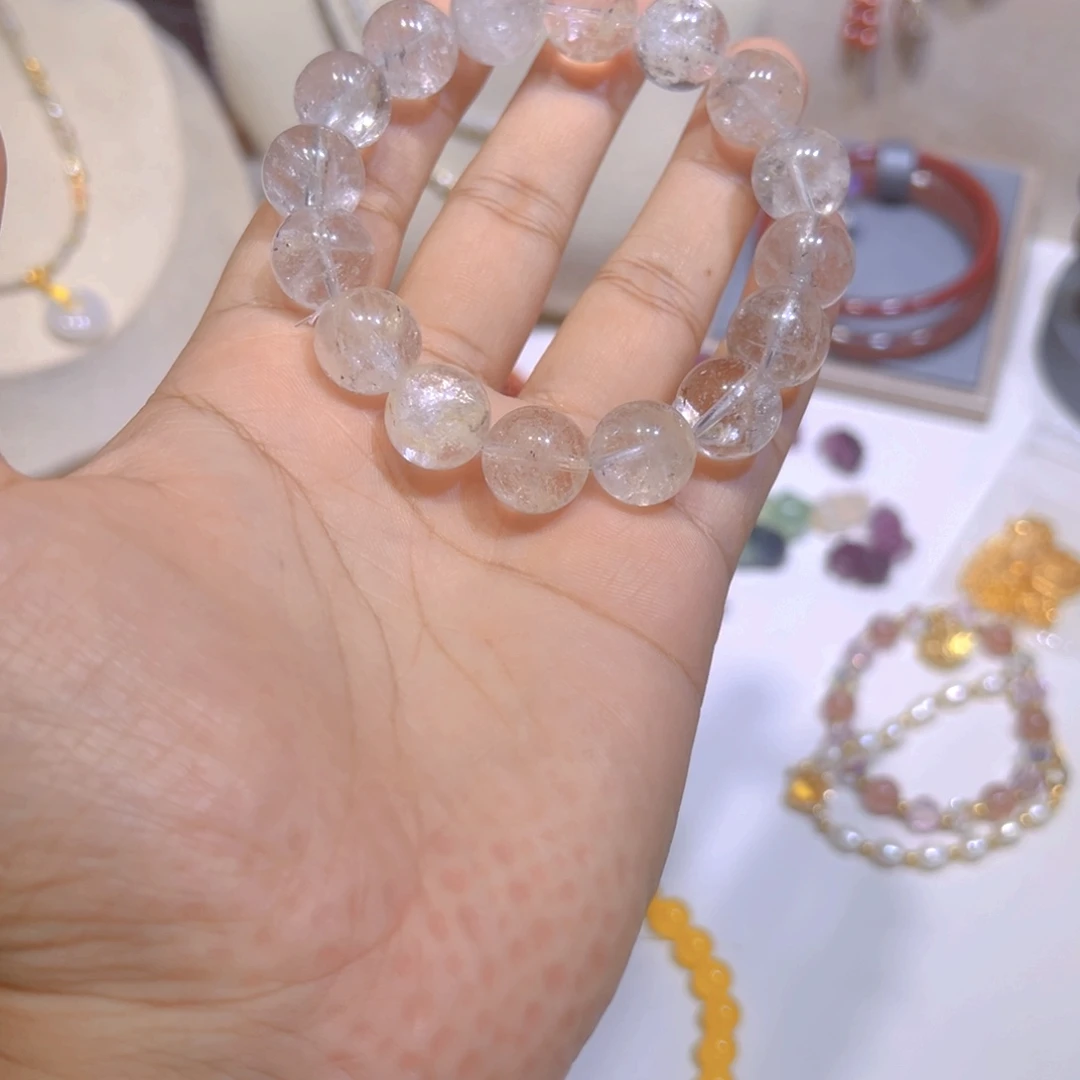 水晶手串未镶嵌13mm闪灵啊塞