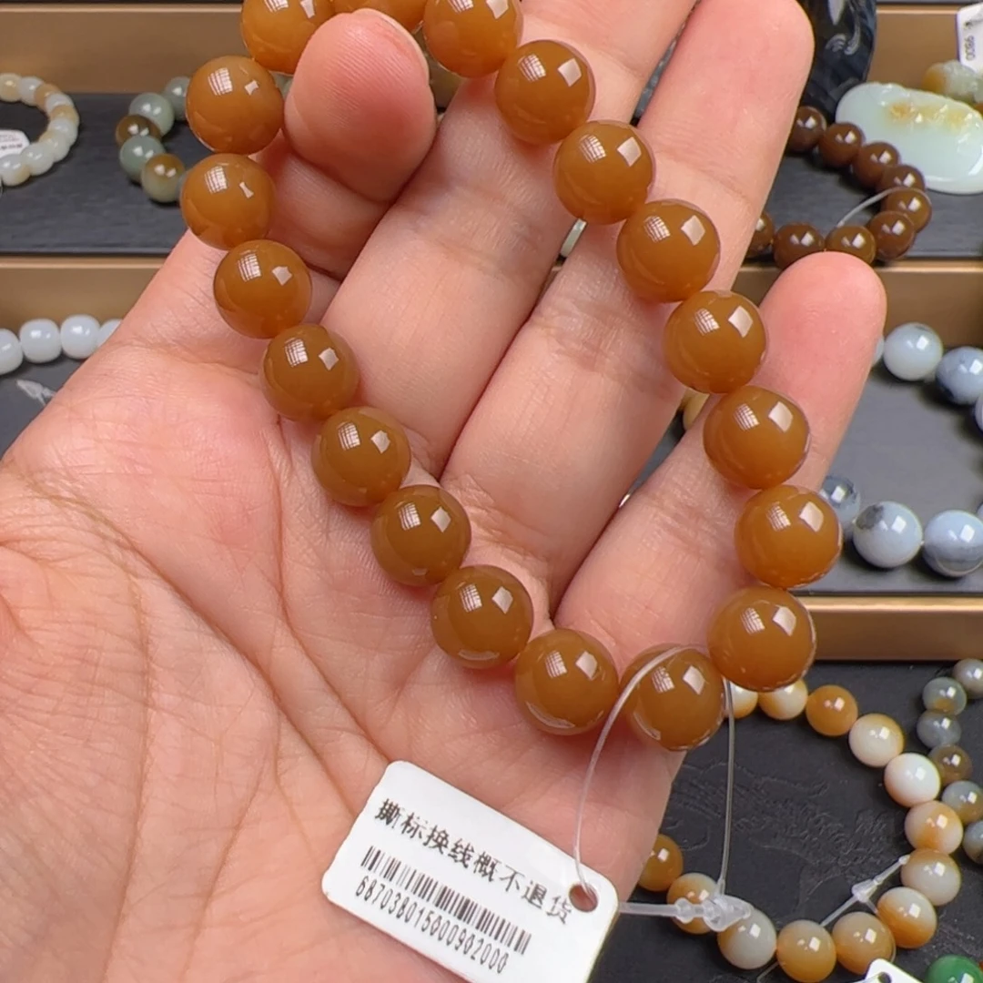 未镶嵌手链和田玉新疆且末金山色标金蜜糖卡10