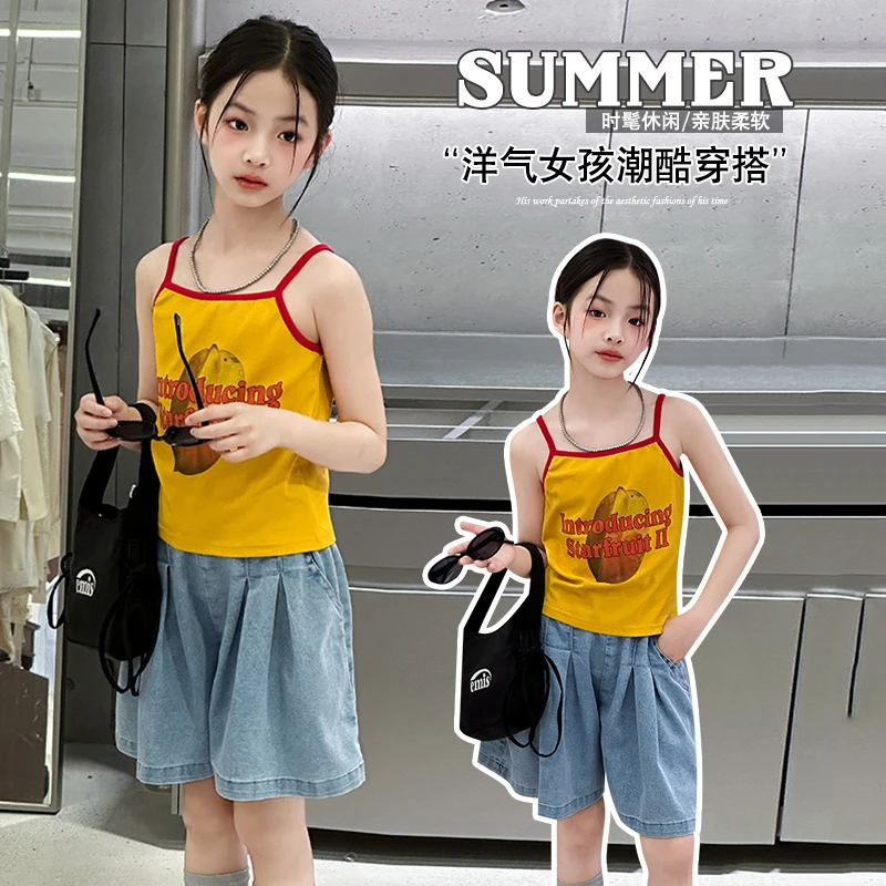 女童吊带背心外穿夏季2025新款小女孩炸街上衣儿童夏日多巴胺穿搭