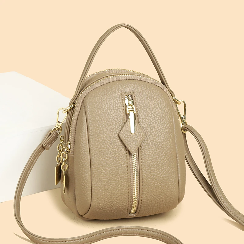 真皮质感百搭迷你小包包女2025新款韩版多层手机零钱包斜跨单肩包