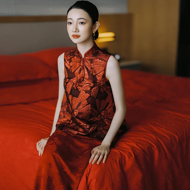 套装敬酒服新娘2025新款高级感新中式旗袍订婚礼服裙修身长款晨袍