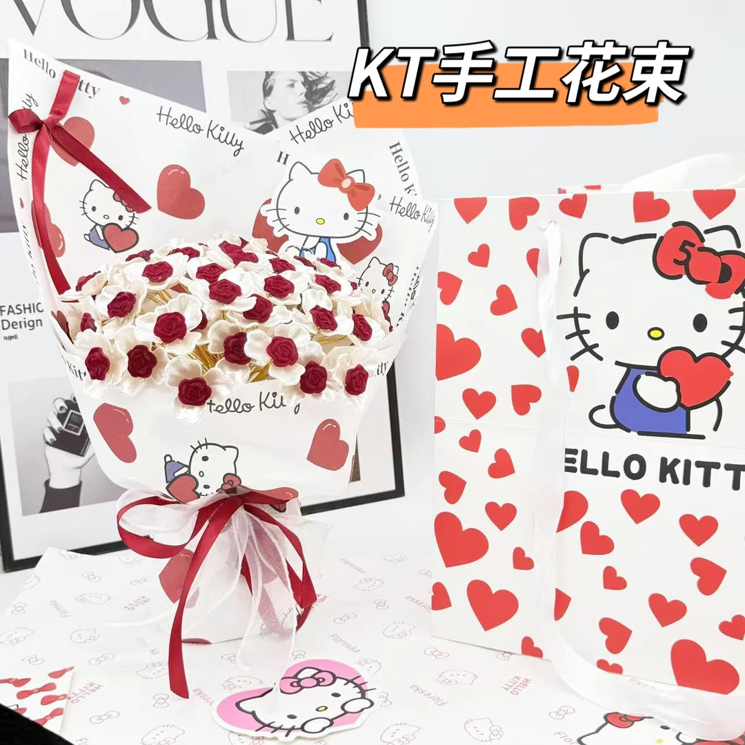 【七夕】见面KT花束手工diy仿真玫瑰材料包情人节生日礼物送女朋友