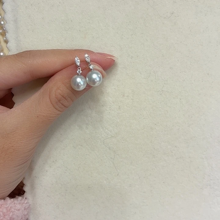 耳饰海水珍珠18K金镶嵌