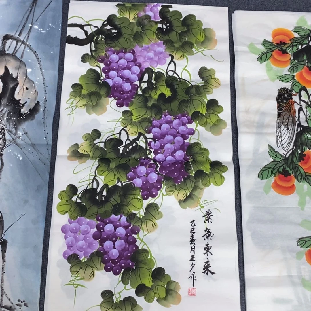 国画追***?尺寸100✖️50三尺紫葡萄