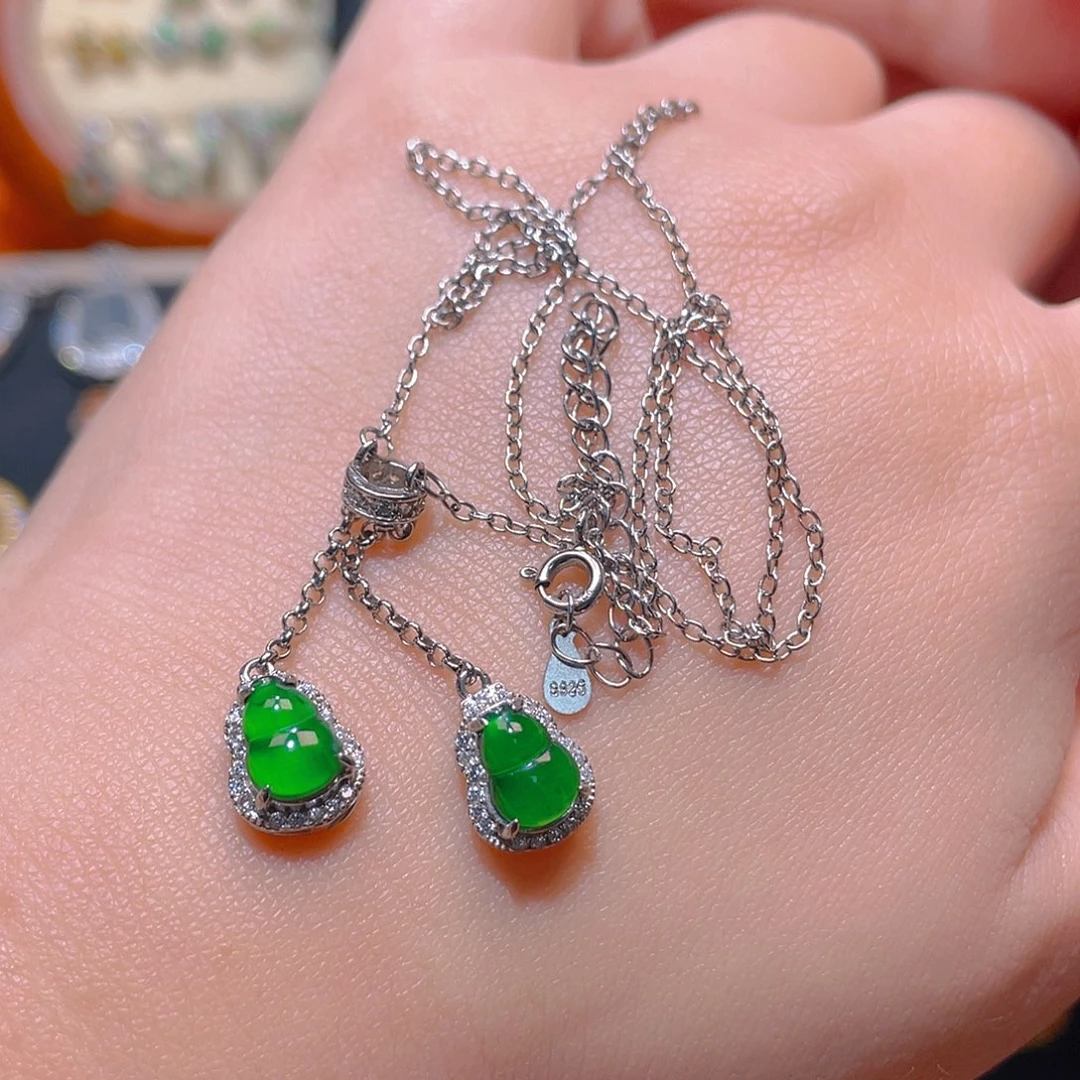 翡翠银S925镶嵌吊坠(不含链)