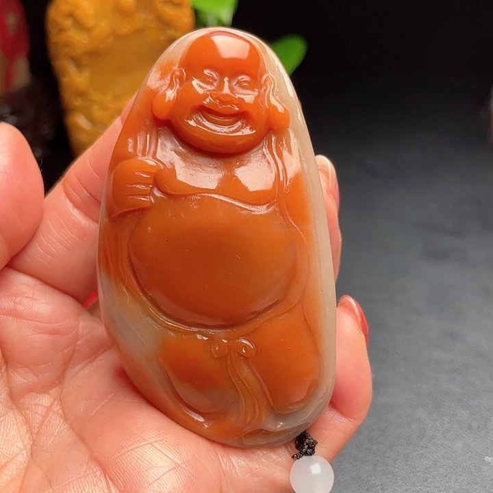 田黄石淮**边红田黄印章闲章把件