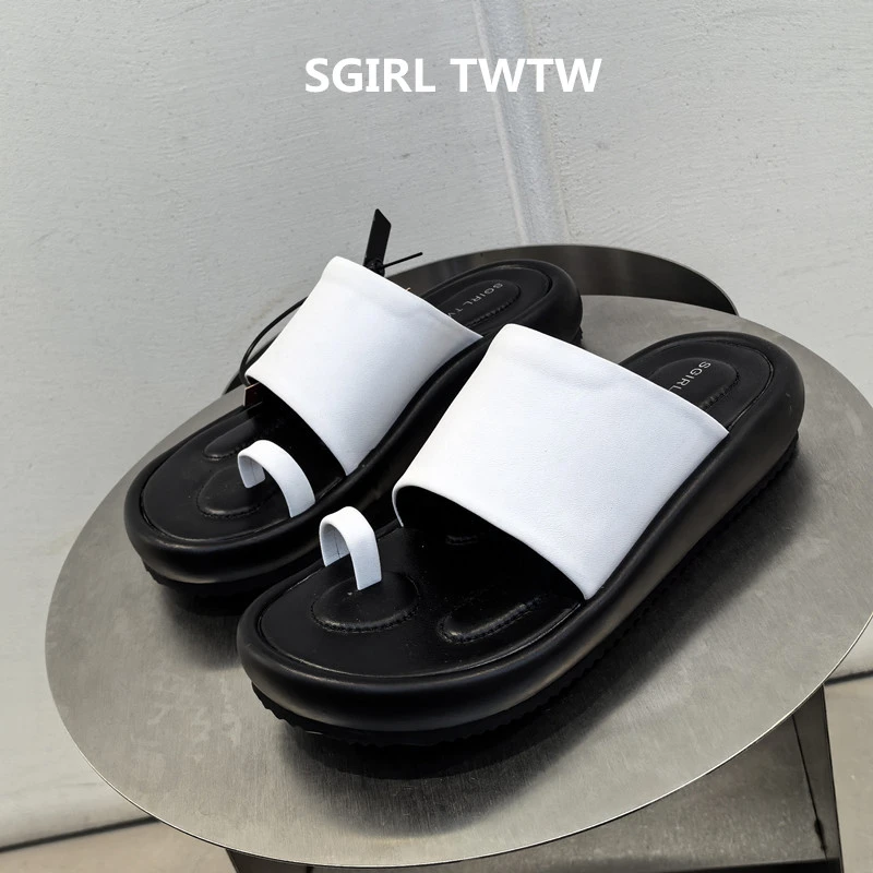 SGIRL TWTW2025年夏季新款超软防滑百搭休闲套趾平底凉拖鞋女鞋潮