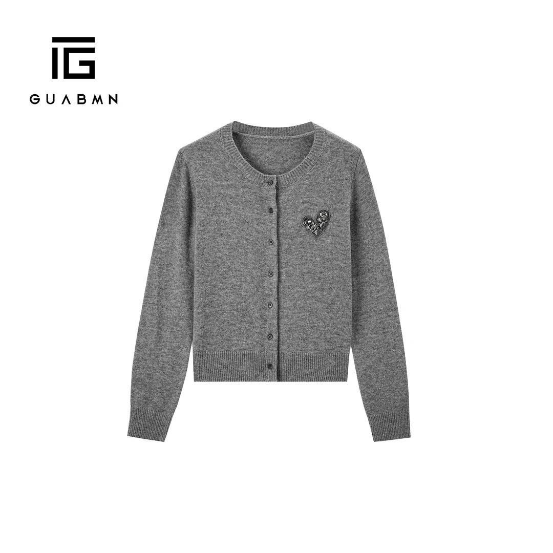 GUABMN2025秋季重工爱心钉钻高质感针织开衫外套3529