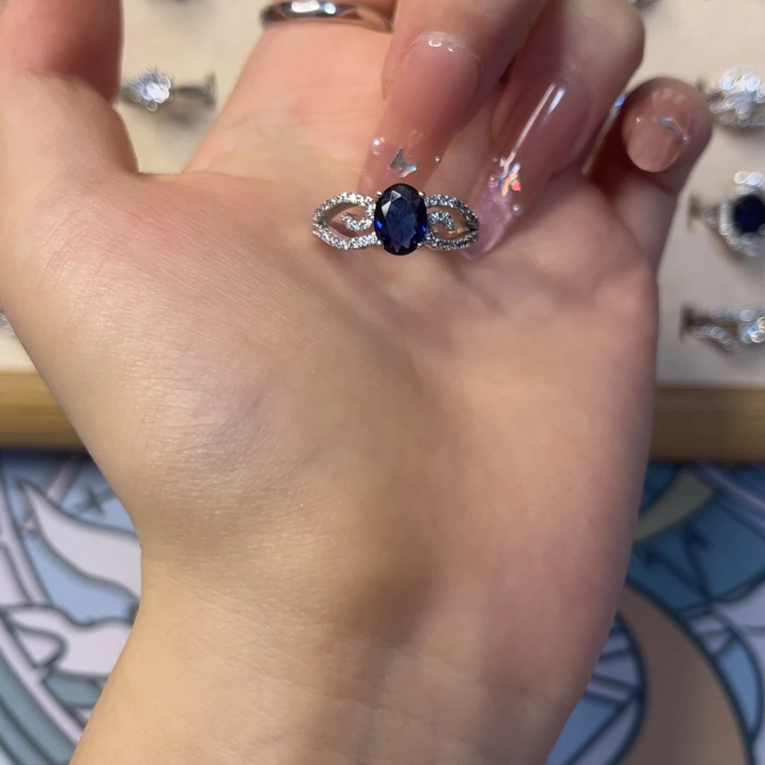 纯铜锆石铜合金蓝锆6-7码戒指