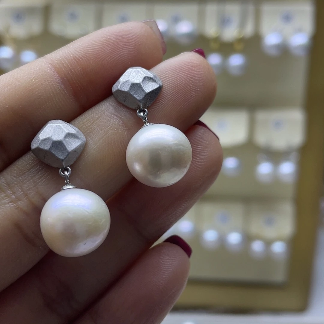 淡水珍珠耳饰银S925镶嵌