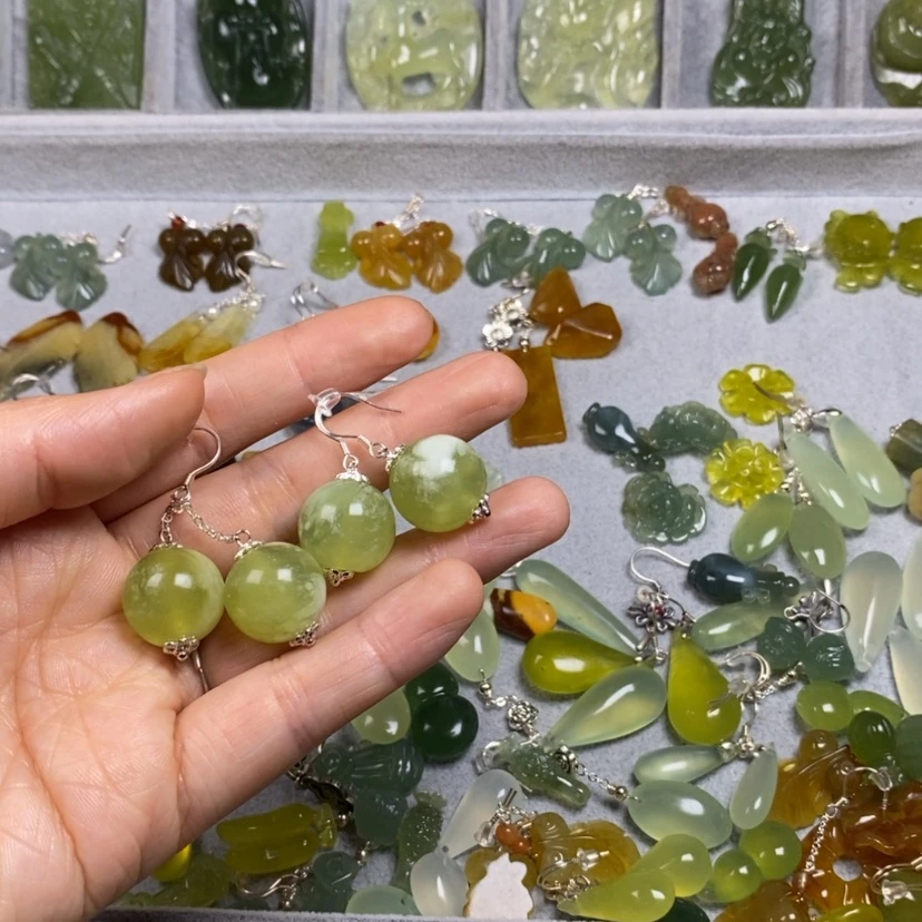 【闪购商品】蛇纹石玉未镶嵌挂件耳饰耳环项链