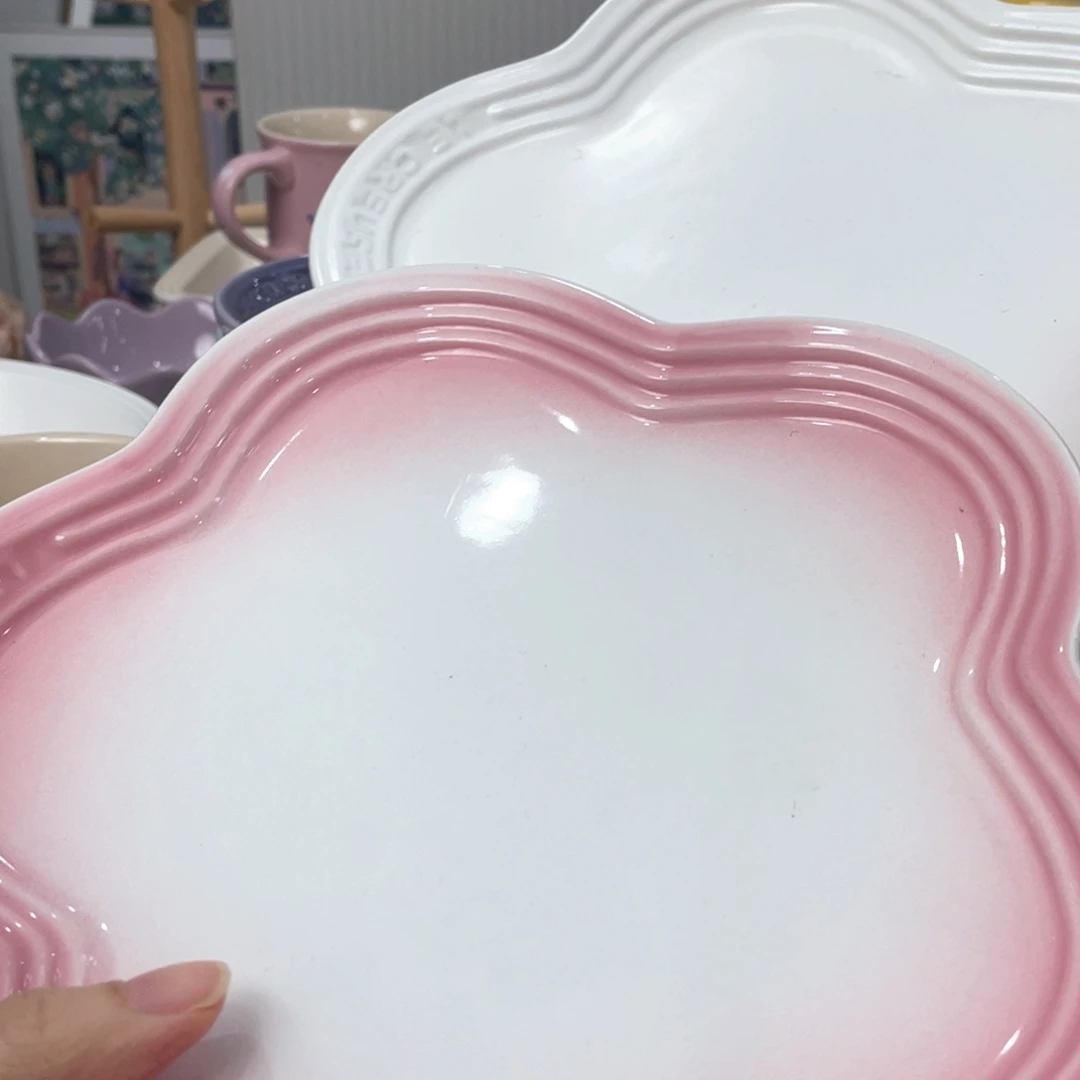 瓷片微瑕2个9英寸花朵平盘