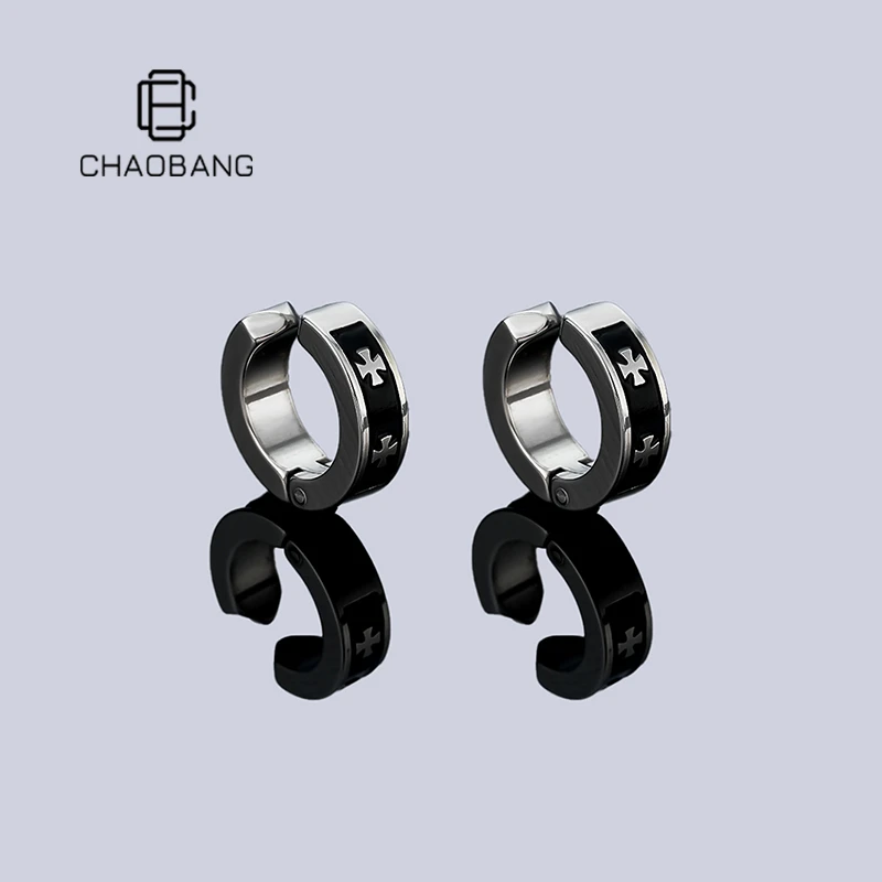 chaobang/潮邦 钛钢耳饰 十字花耳夹无耳洞轻奢耳饰高级感ins饰品
