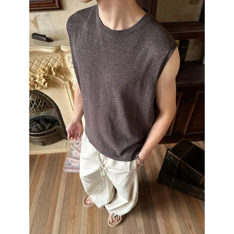 【EME】【版型必入款】260g基础定织亚麻莱赛尔肌理纹路重磅背心男士