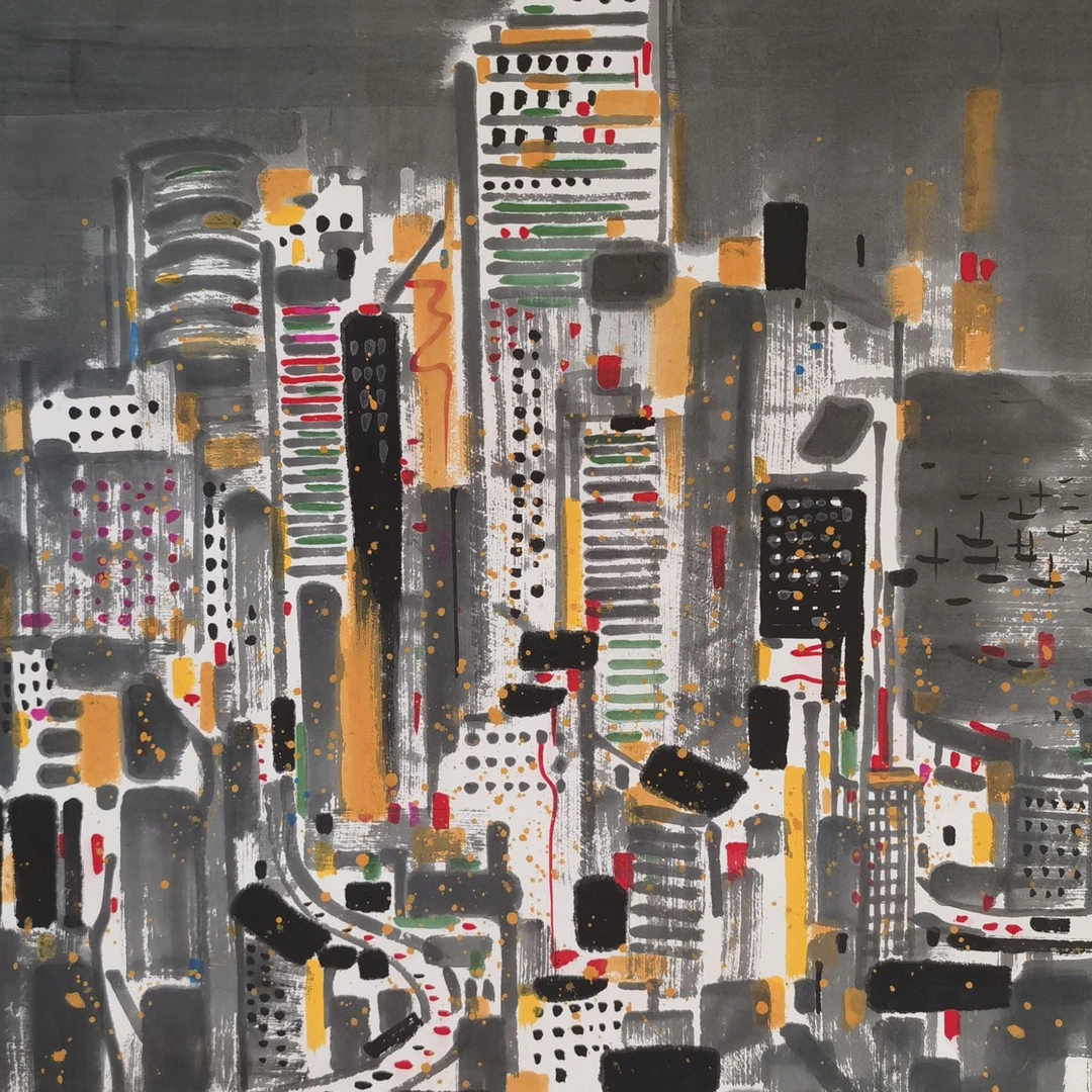 【辽拍】V250709-2-816《城市》（4.3平尺）纸本镜片 lj1222