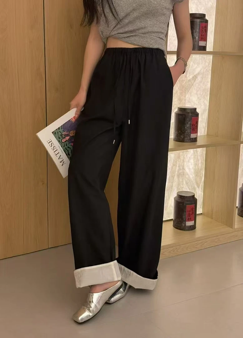 7201三炫家春夏款百搭直筒高腰显瘦休闲裤