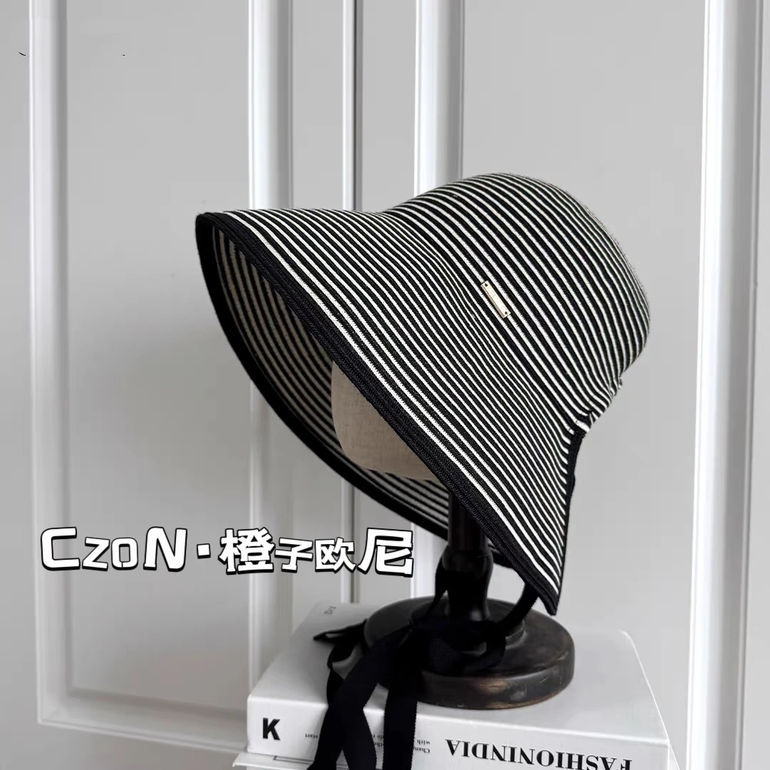 CZON·2025春夏超大灯罩草帽环绕女系带大檐透气帽子可扎马尾