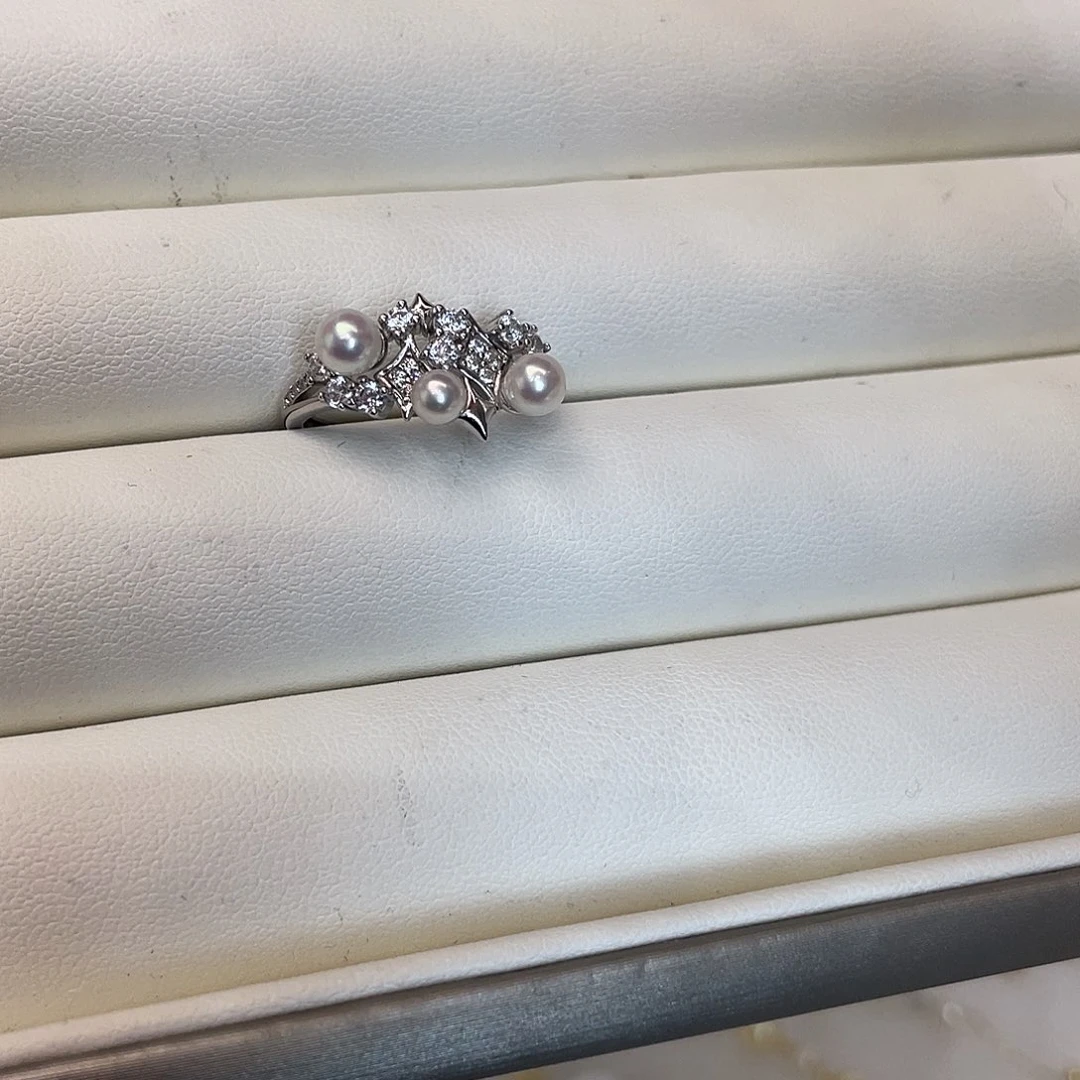 戒指海水珍珠银S925镶嵌