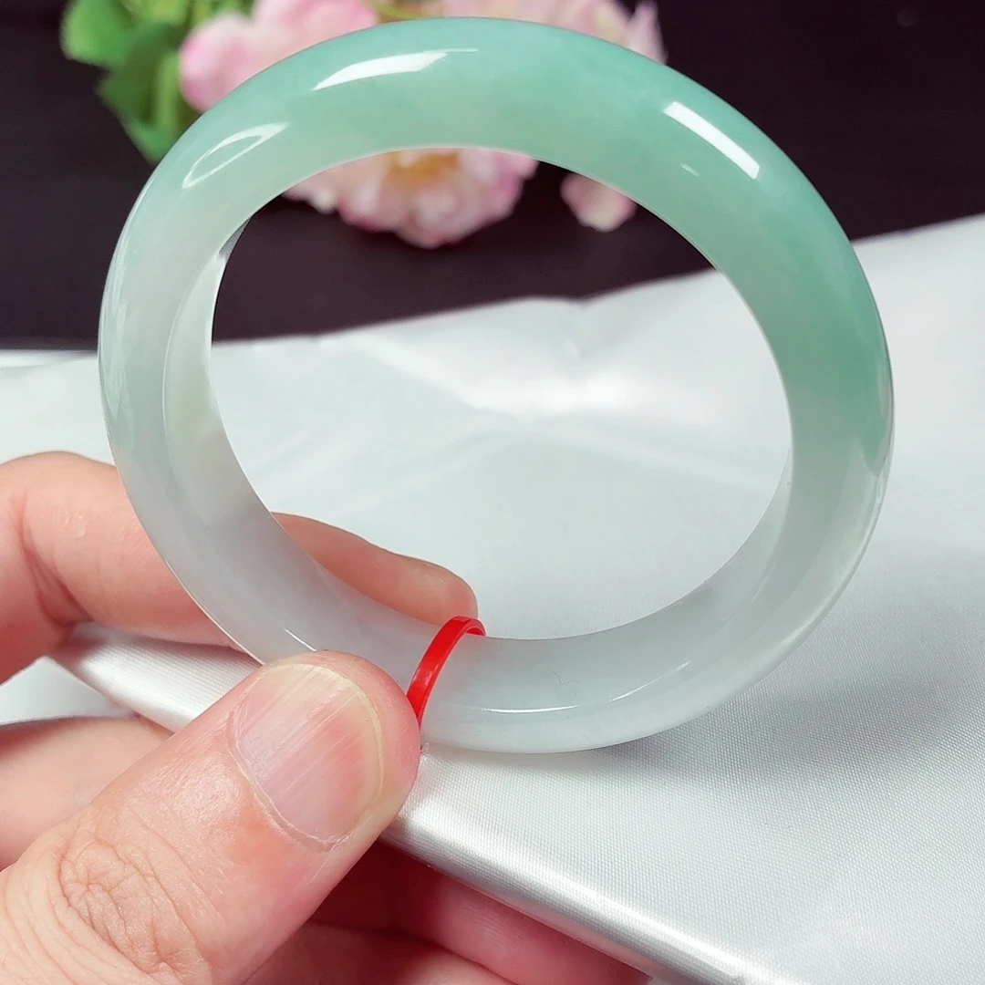 翡翠足银镶嵌手镯53圈