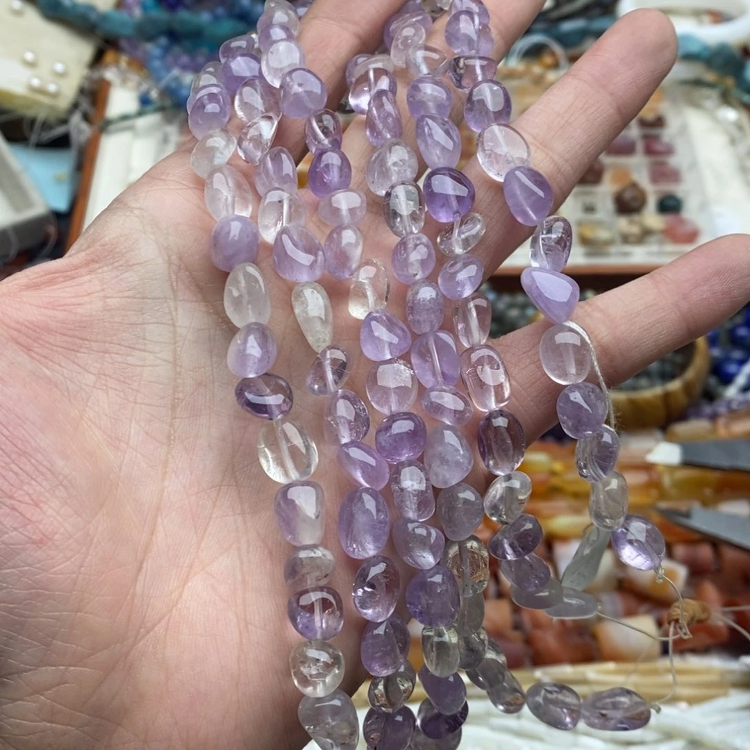 玛瑙/玉髓未镶嵌珠宝半成品一条天然薰衣紫水晶随行9mm