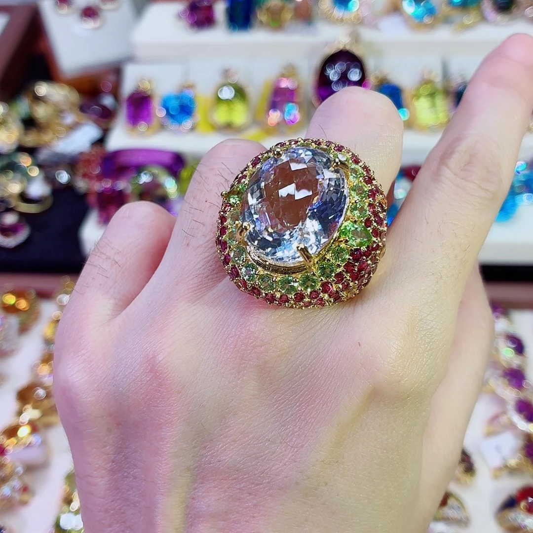 水晶银S925镶嵌戒指