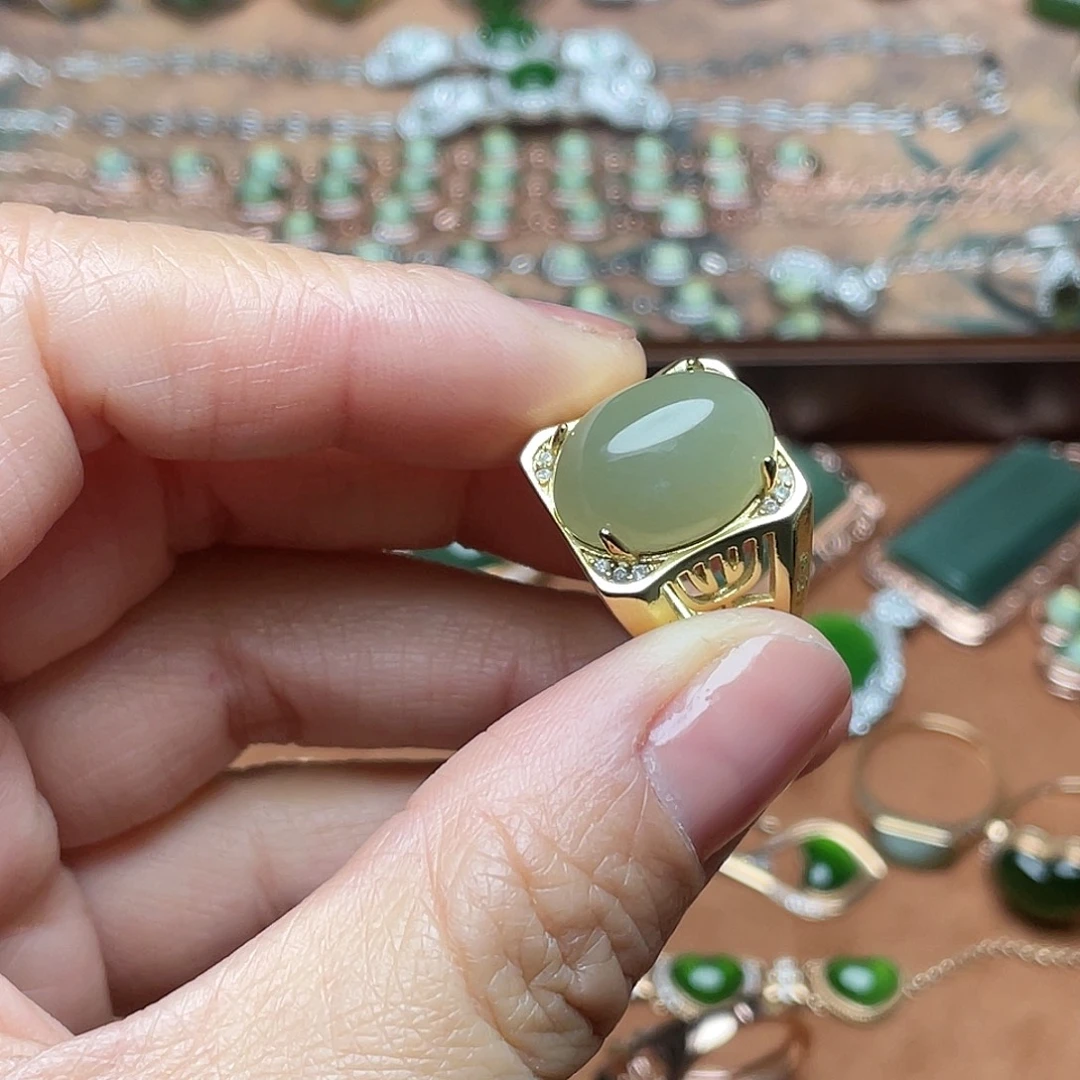 和田玉（碧玉）银S925镶嵌吊坠(不含链)