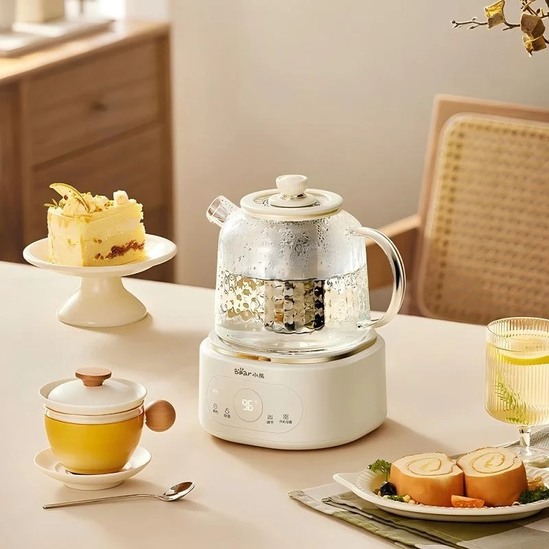 小熊养生壶养生杯小型迷你花茶壶烧水壶办公室恒温杯子玻璃花茶壶