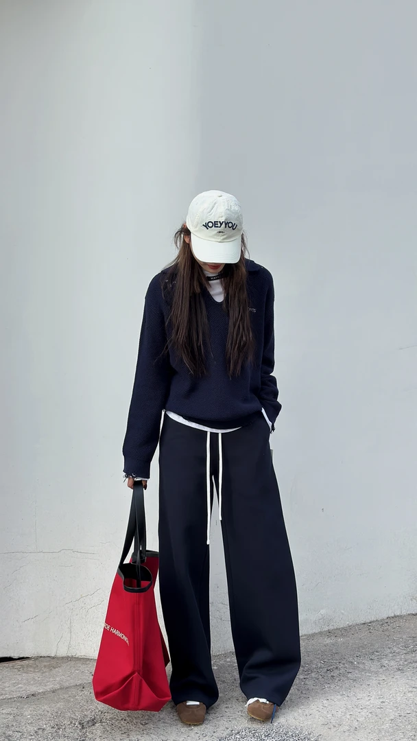 YOEYYOU 25早春新款破洞翻领针织衫半开襟卫衣