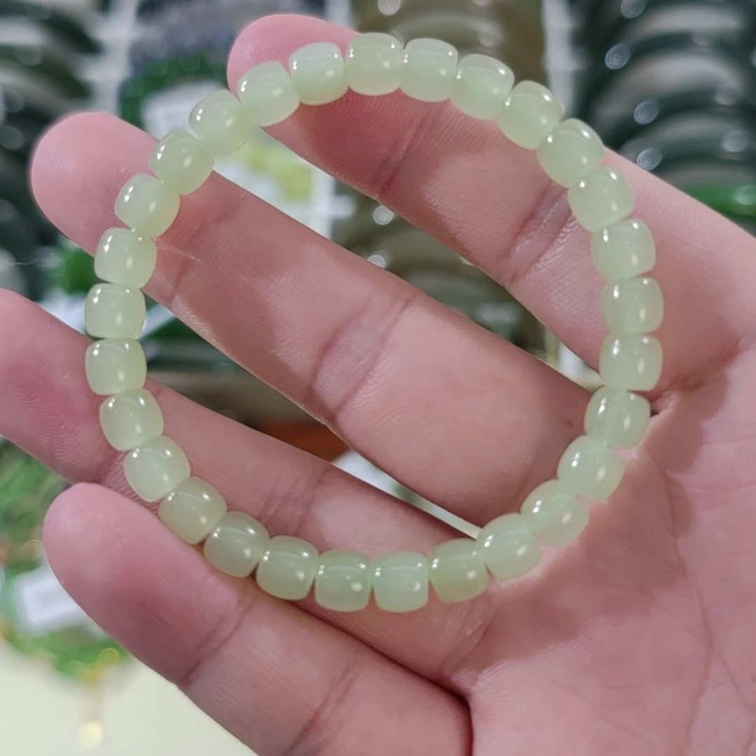 和田玉未镶嵌手链6×7浅晴和田玉手串×1