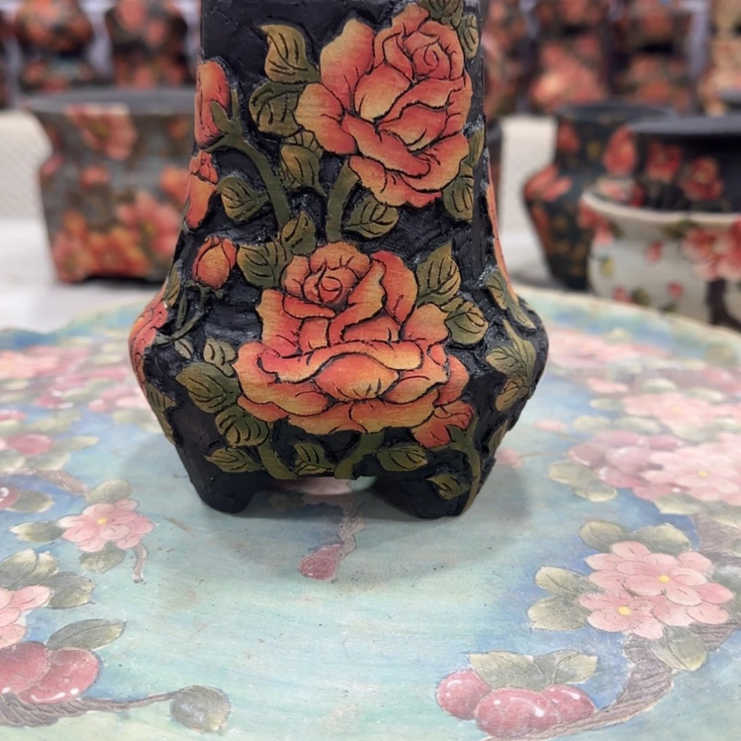 紫砂花盆精品多肉手绘花盆