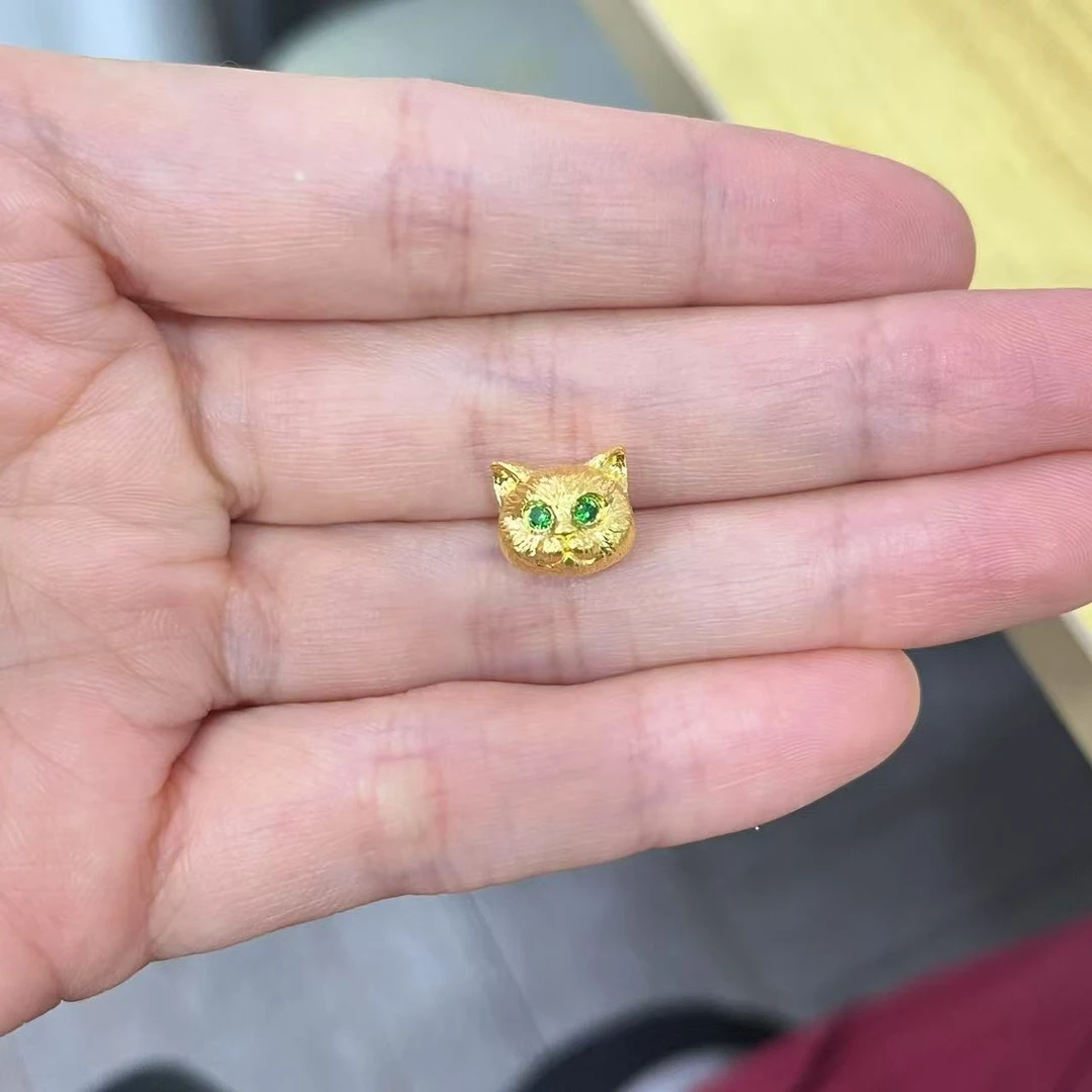 点钻猫咪头通孔 足金999