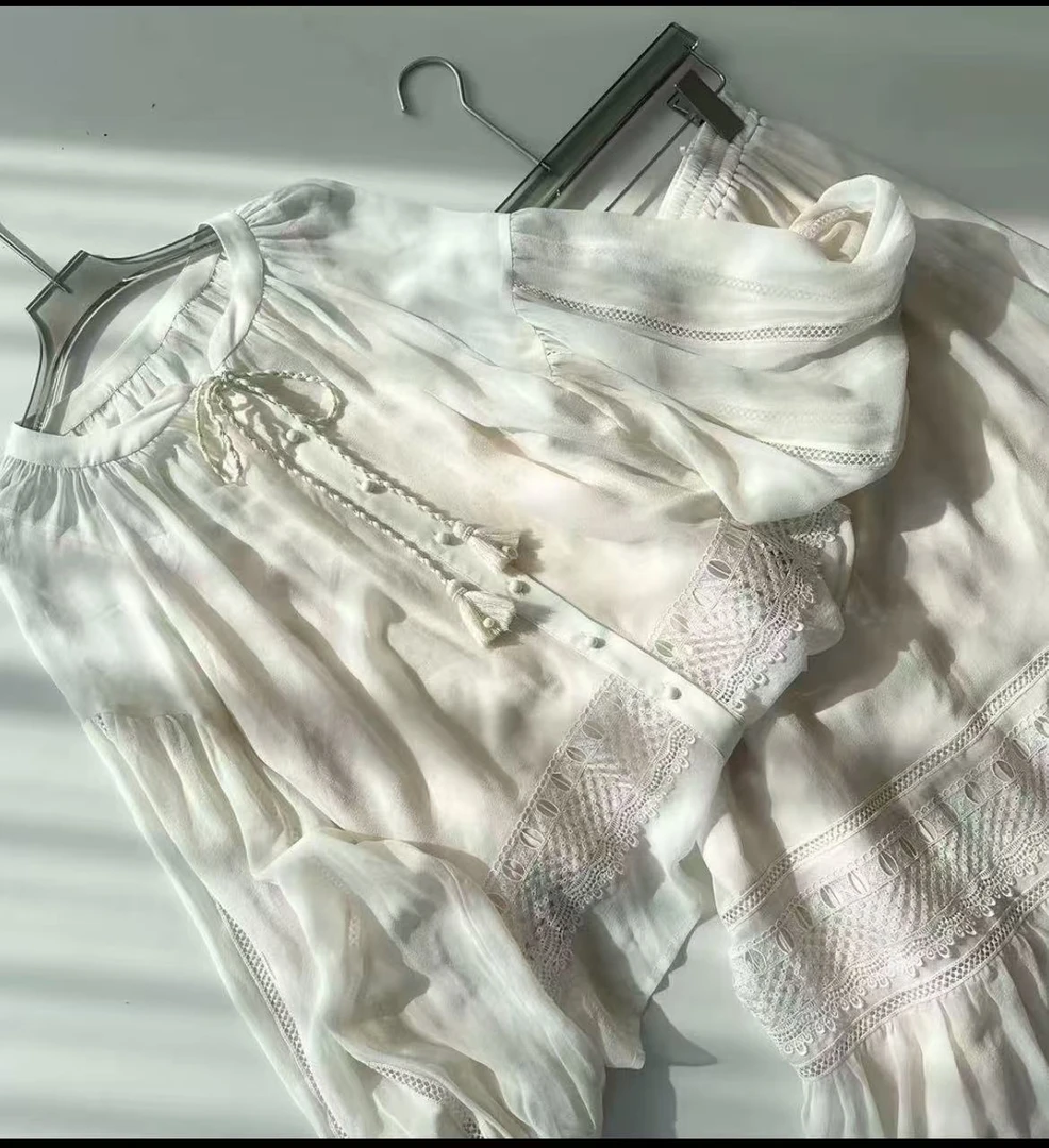 【26新-奶油白梨】重磅100桑蚕丝连衣裙H0911