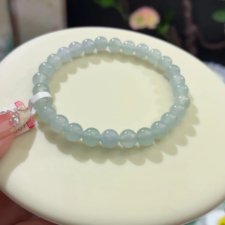 翡翠未镶嵌手链冰胶蓝紫卡6.8