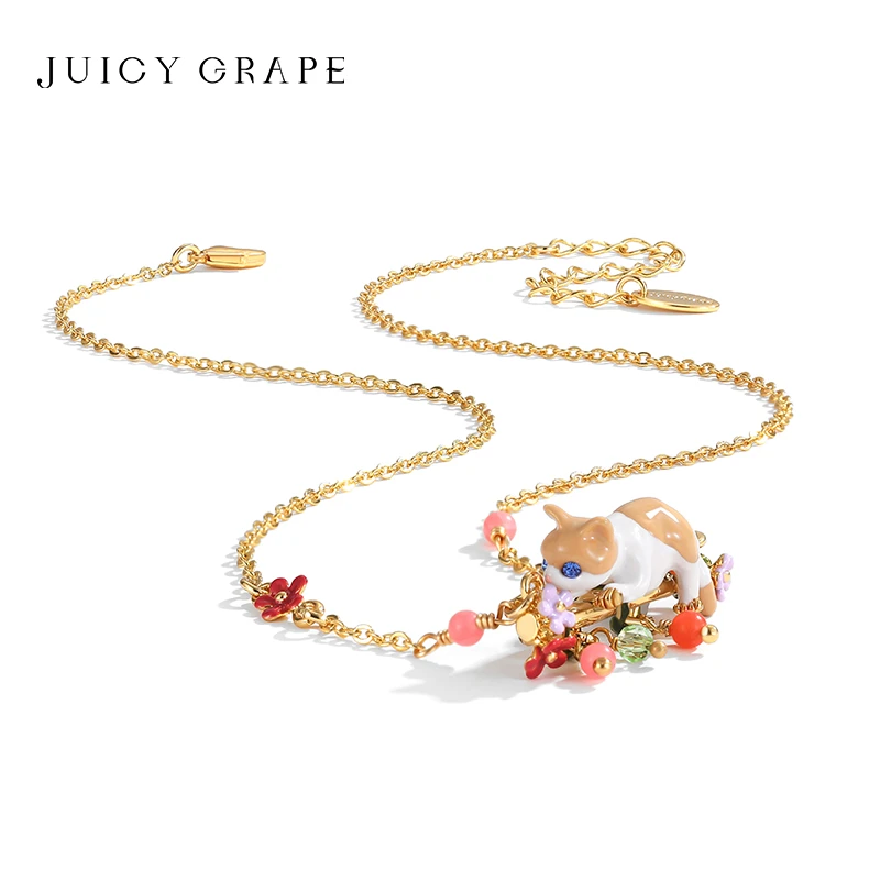 JuicyGrape 铜合金项链 田园猫项链女原创涉及小众轻奢小猫锁骨链