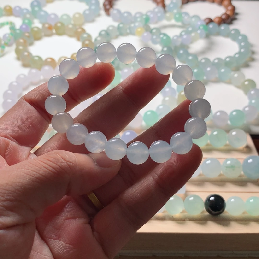 翡翠未镶嵌手链天然翡翠卡10白冰手串