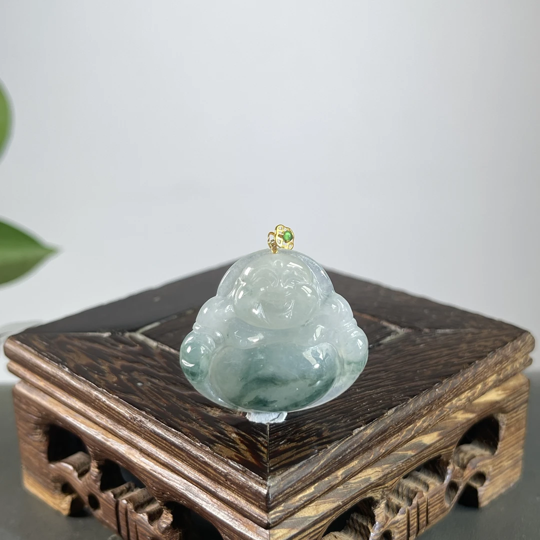 JTA30-80 天然缅甸A货翡翠 18K扣头佛公