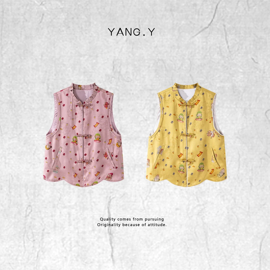 YANG.Y- 【来财来财】深圳原创新中式女装桑蚕丝四季款马甲91277