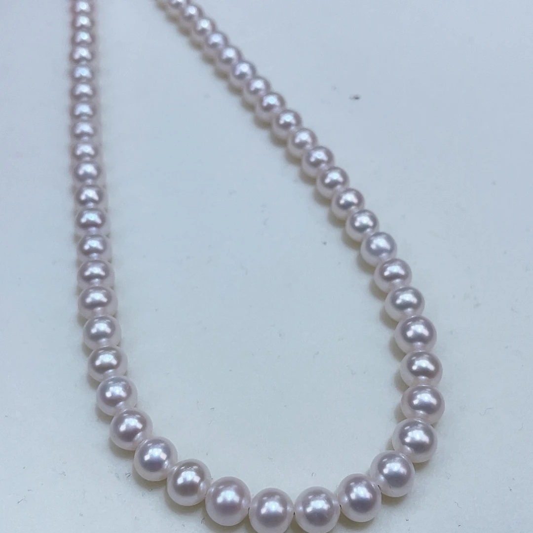 淡水珍珠6/6.5镜面白透粉细腻干净银S925镶嵌