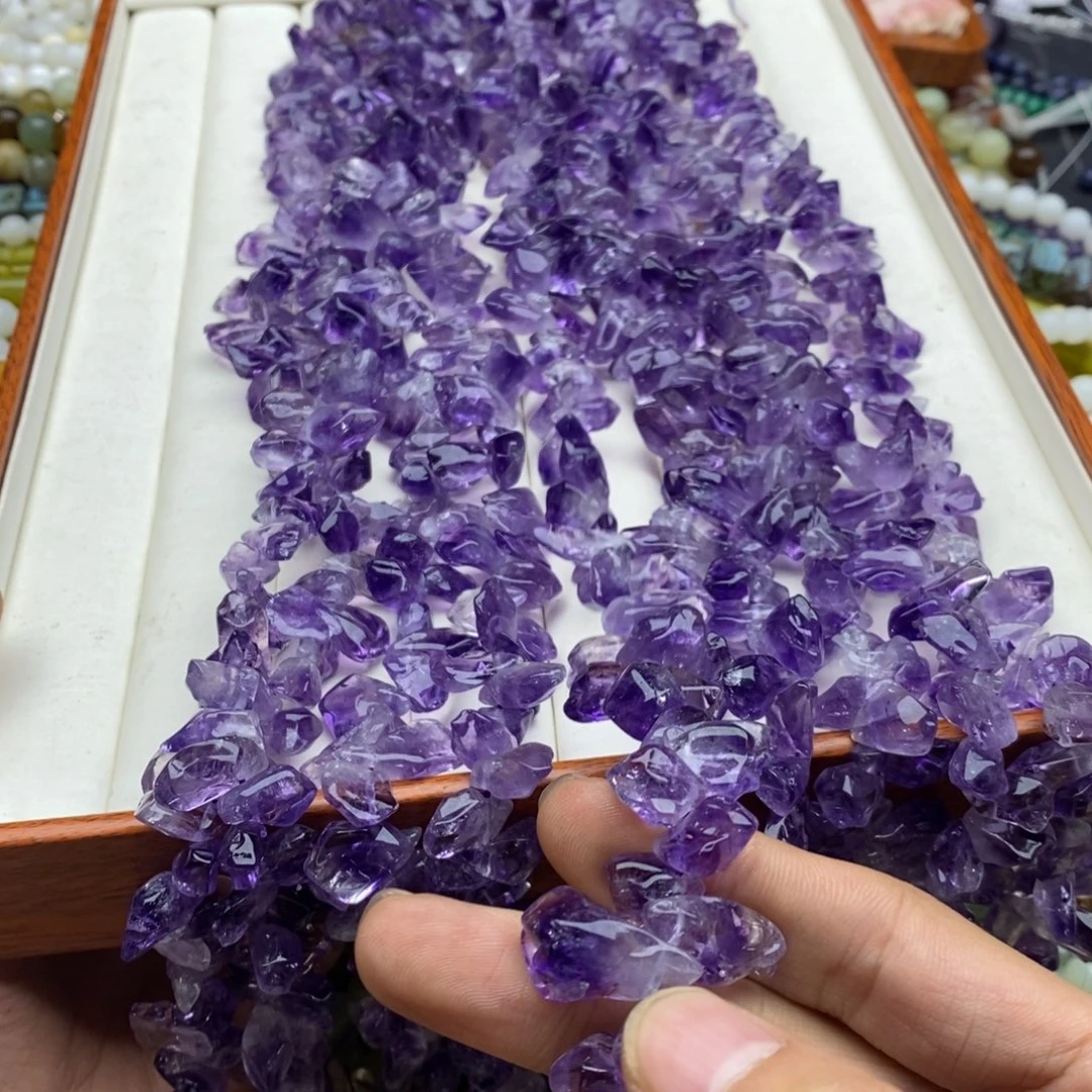 未镶嵌玛瑙/玉髓珠宝半成品一条纯天然巴西紫水晶原石吊坠孔
