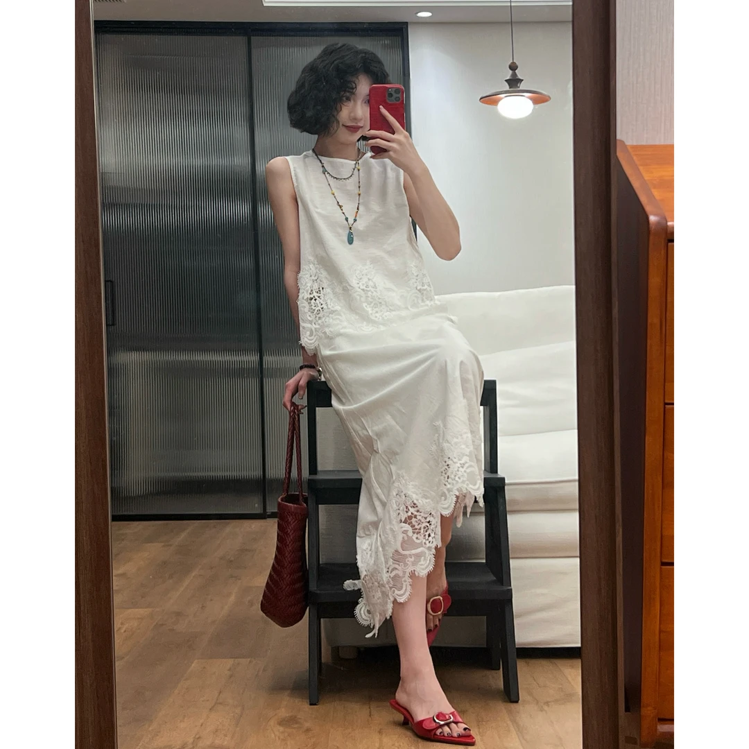 慵懒风法式蕾丝连衣裙国风时尚套装瑞丽风夏季轻熟风HYS008