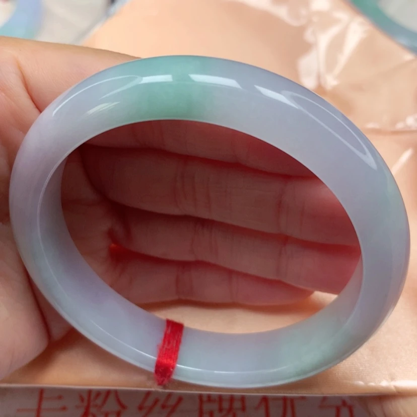 【闪购商品】翡翠手镯未镶嵌冰胶飘绿手镯5960圈14号