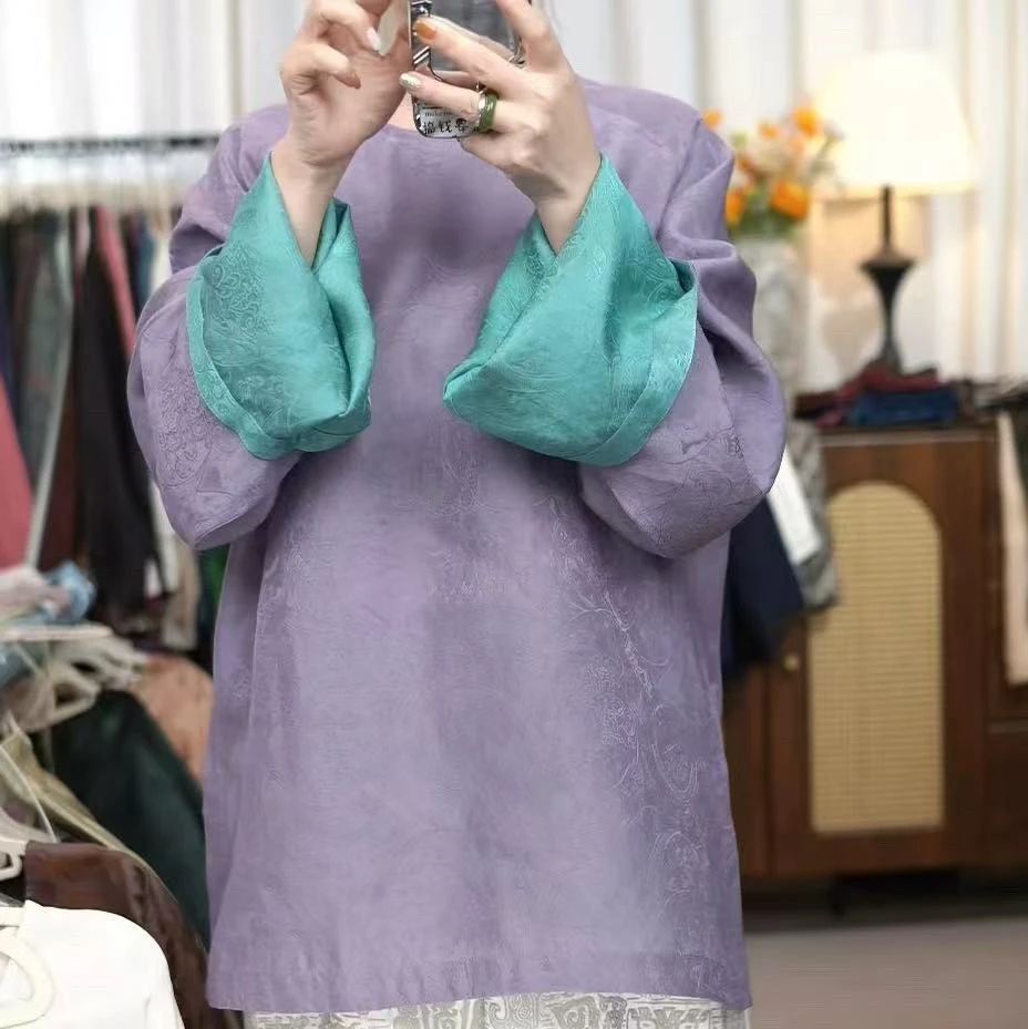 新款罗马假日蓝紫太太服两个颜色-70