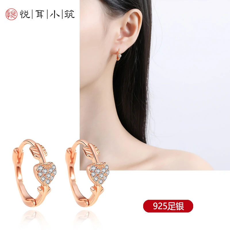 925银耳饰 新款轻奢风耳扣女百搭锆石丘比特之箭设计师独特耳环