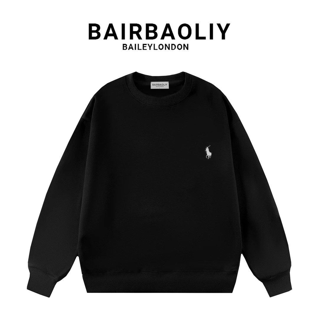 BAIRBAOLIY经典高端潮流痞帅男士小马标套头圆领卫衣新款男装长袖