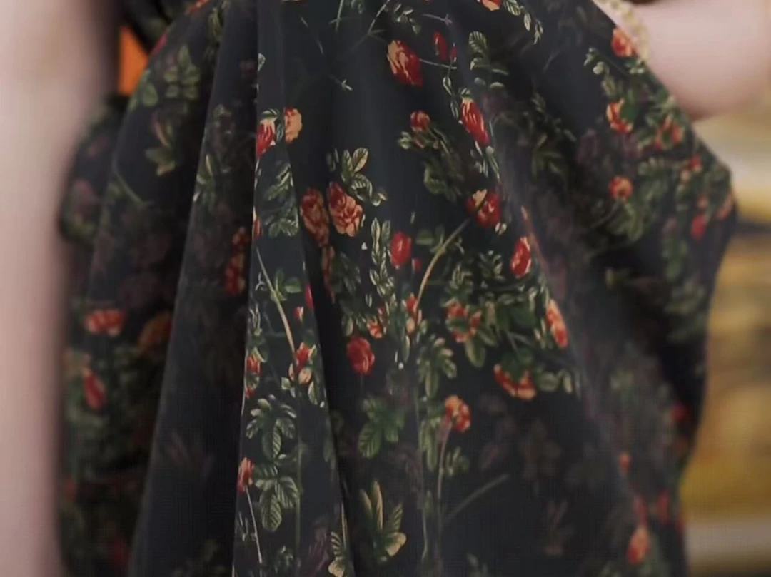 【送腰带】杭州原版正品2025夏季新款减龄显瘦暗夜蔷薇连衣裙女