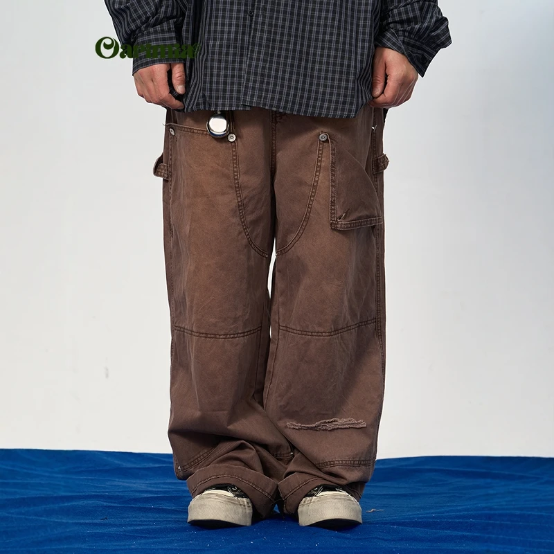 Oarimia美式复古水洗做旧牛仔裤男女宽松直筒阔腿zlayco牛仔裤