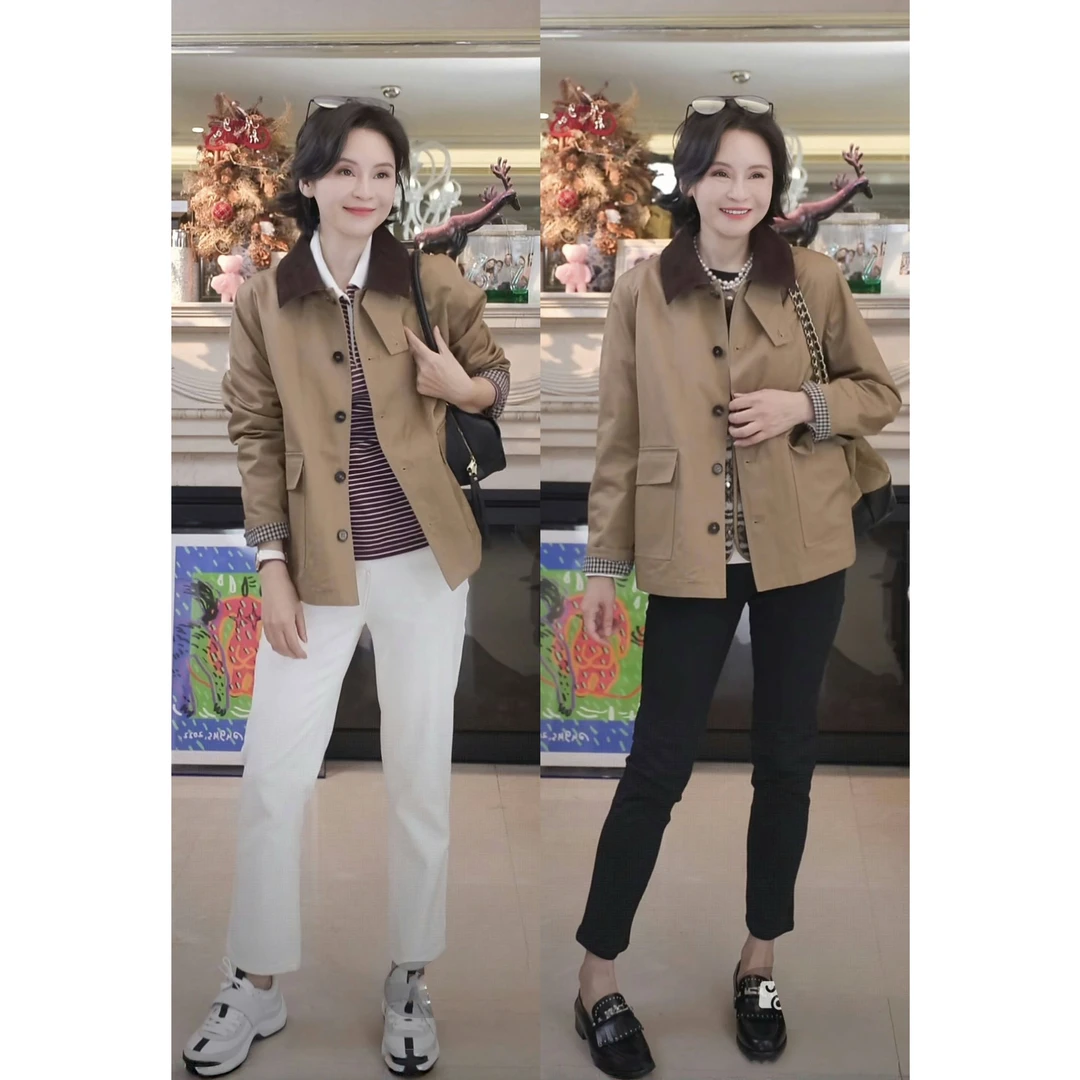 我是摩羯巴恩风衣 60支高支高密斜纹水洗棉灯芯绒领秋冬短外套